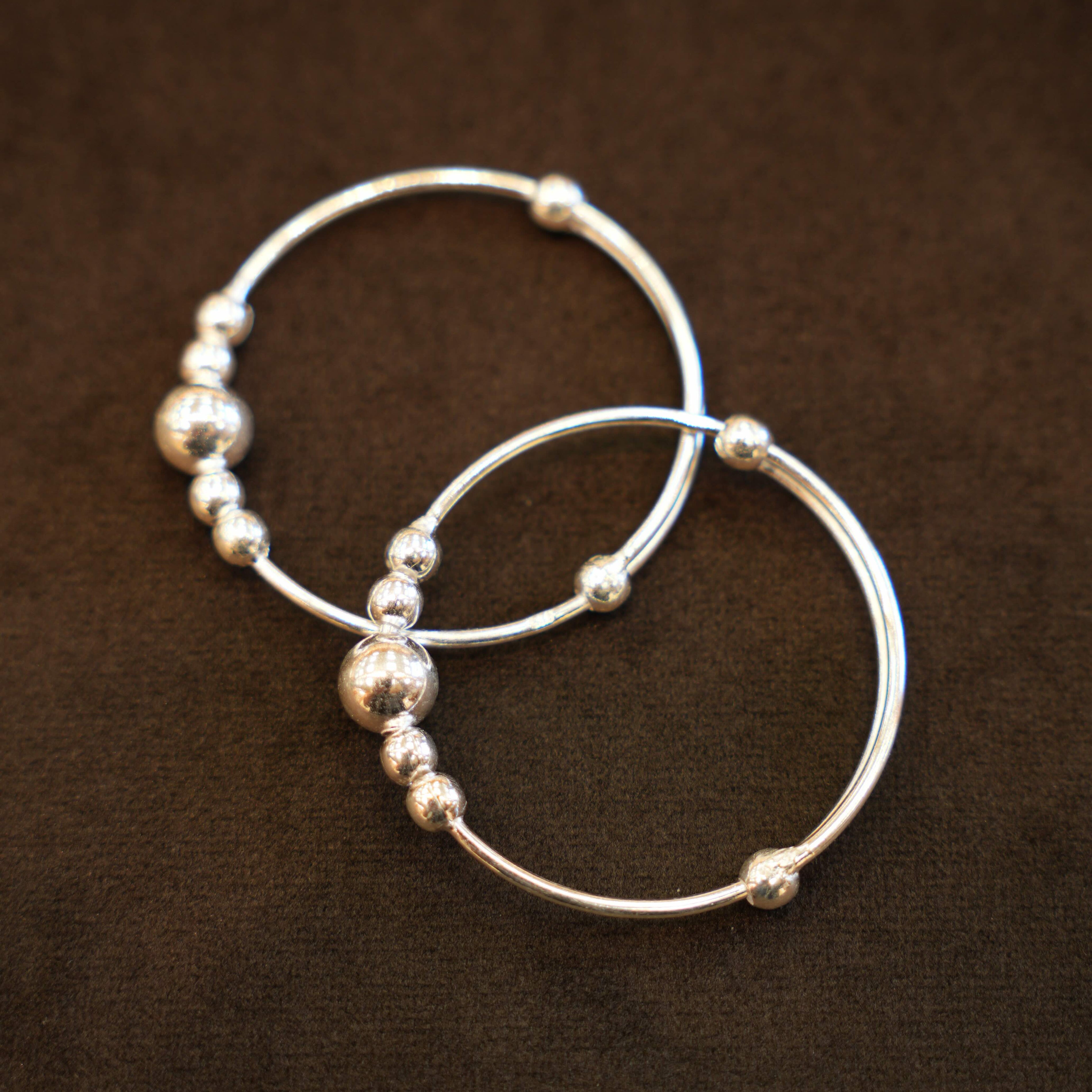 925 Silver Designer Ball Bead Baby Bangles