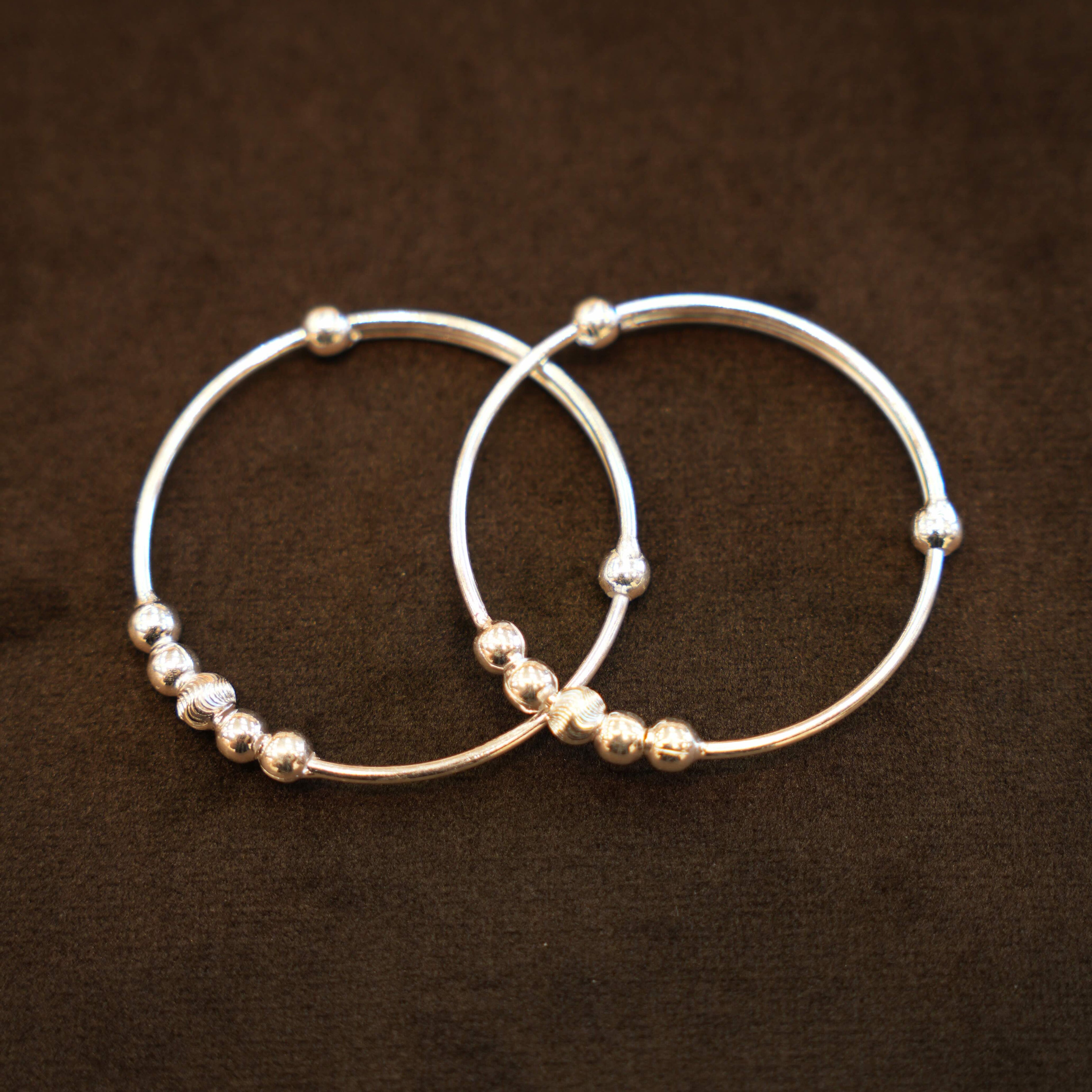 925 Silver Designer Radiant Bead Baby Bangles