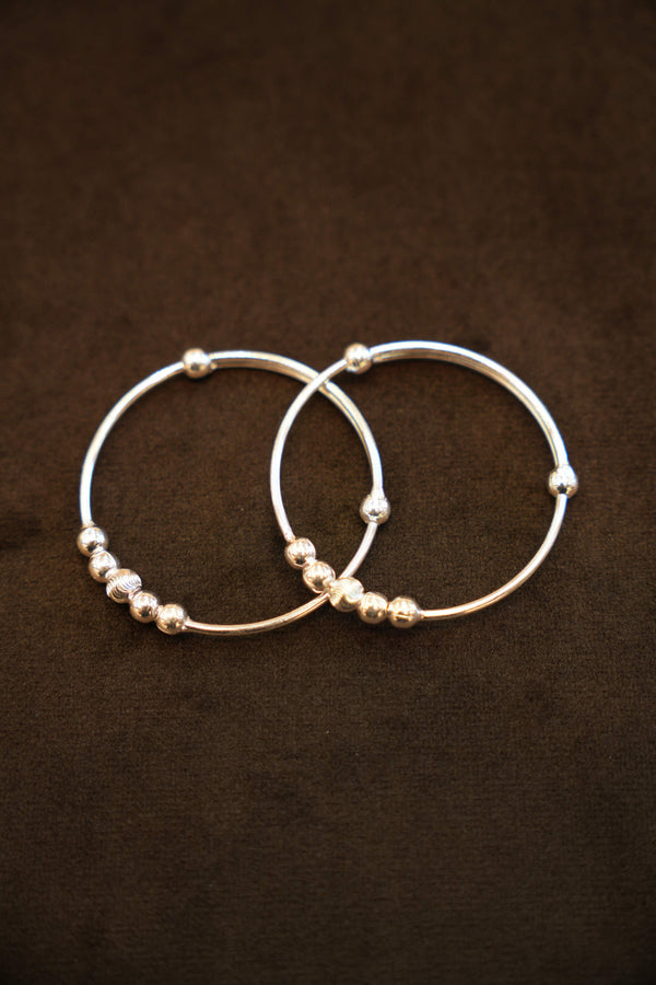 925 Silver Designer Radiant Bead Baby Bangles