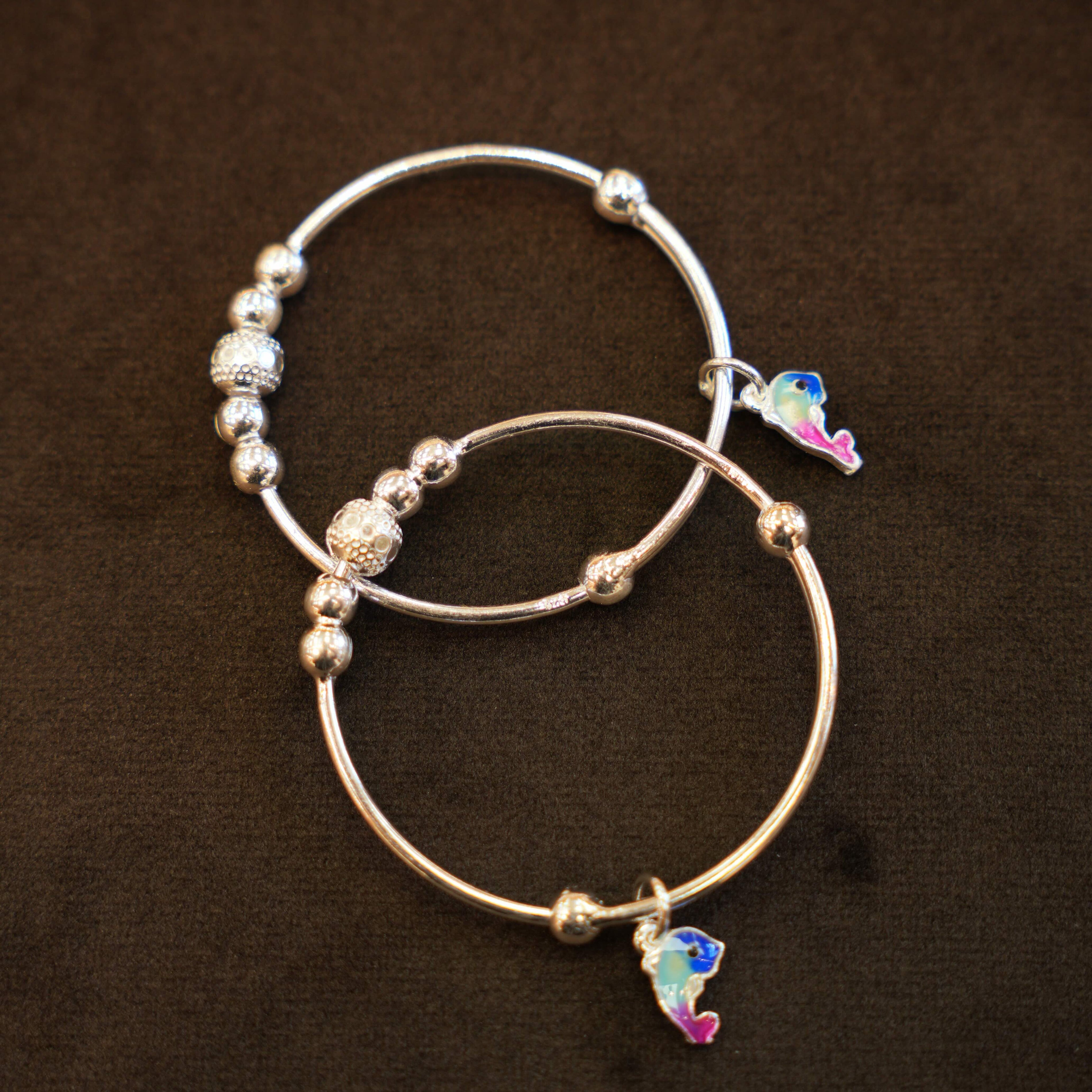 925 Silver Designer Dolphin Charm Baby Bangles