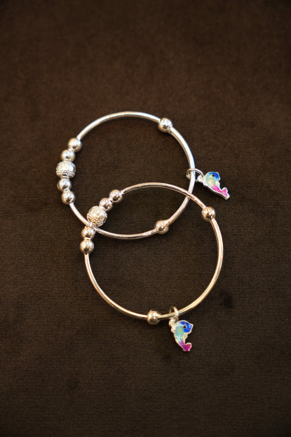925 Silver Designer Dolphin Charm Baby Bangles