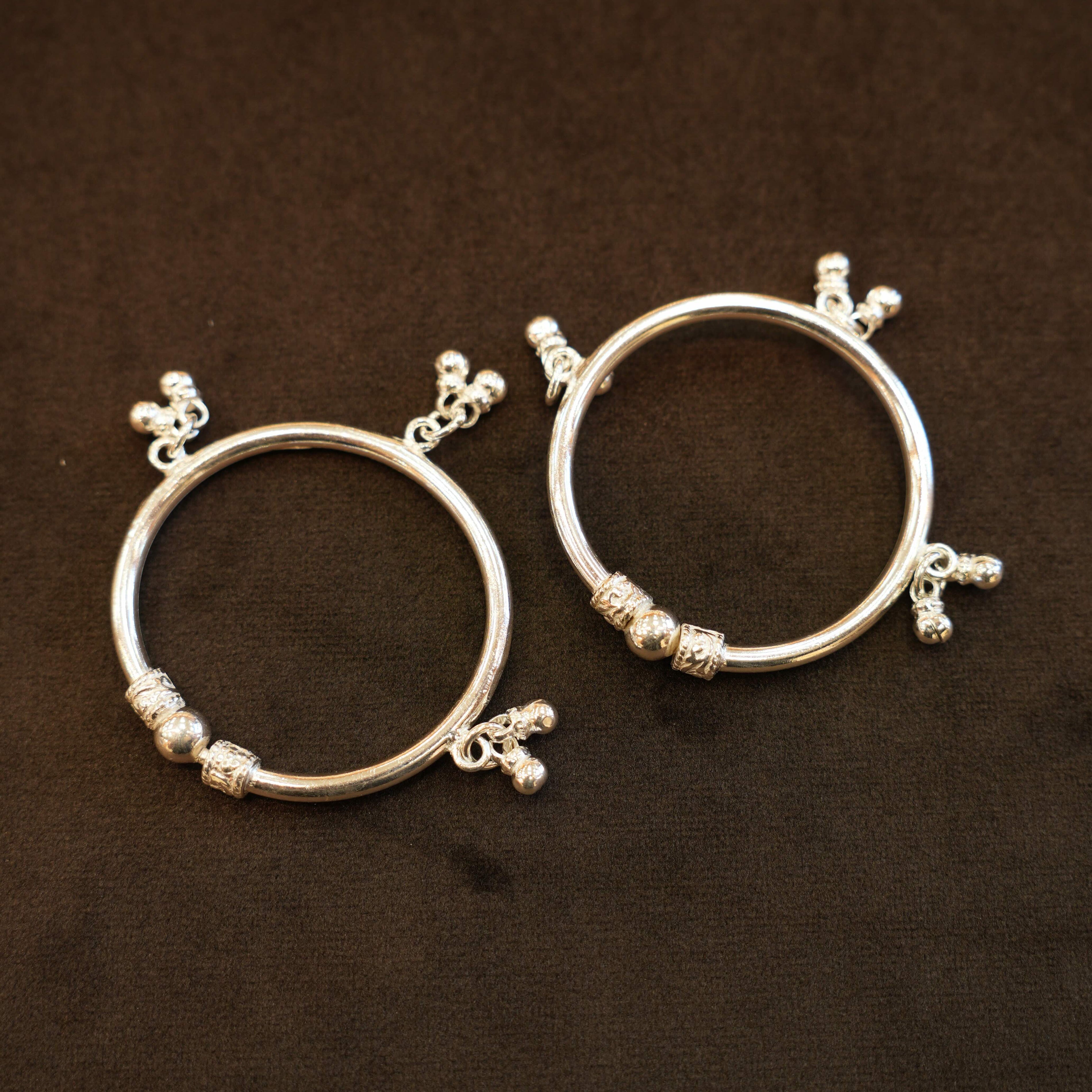 925 Silver Designer Dangling Bead Baby Bangles