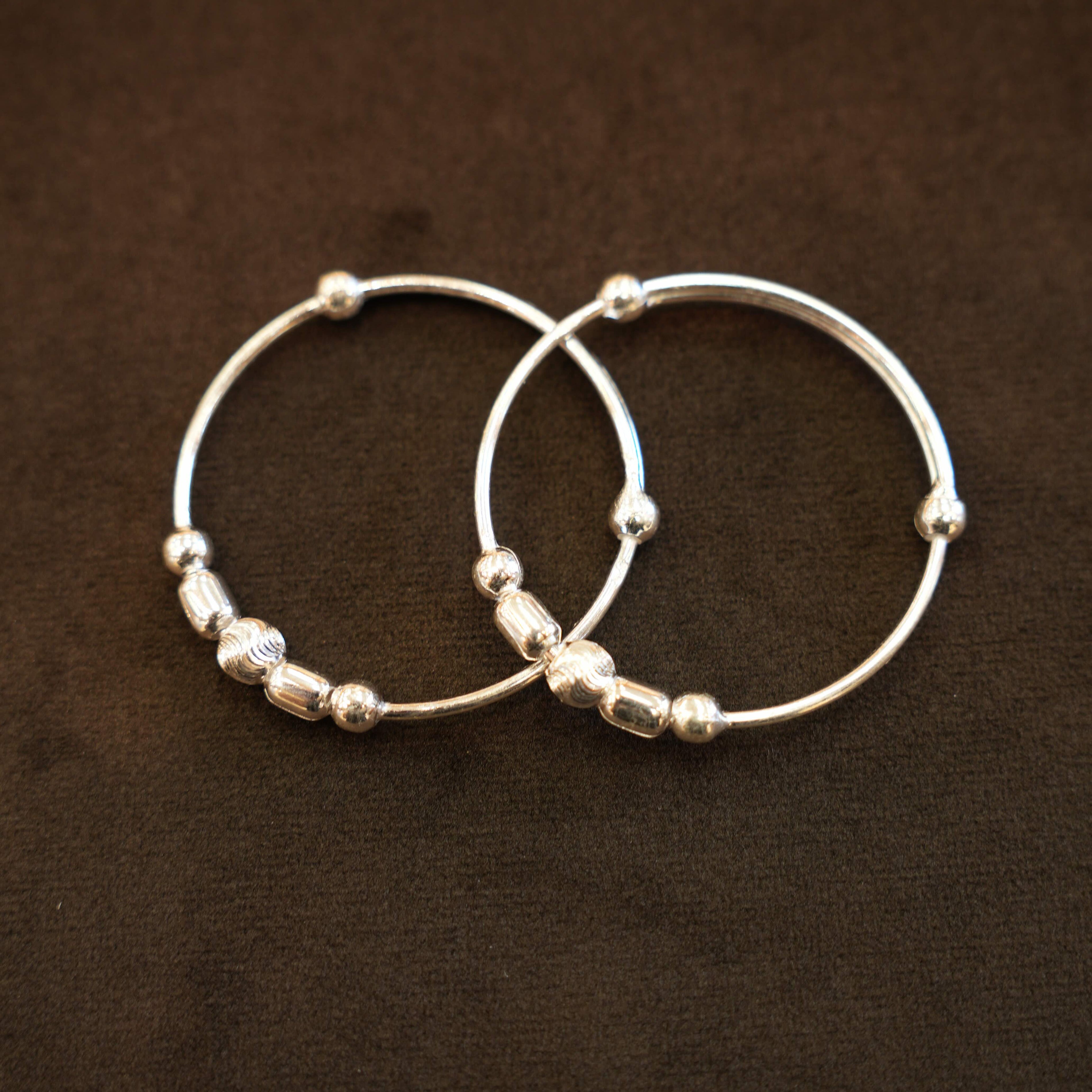 925 Silver Designer Disco Bead Baby Bangles