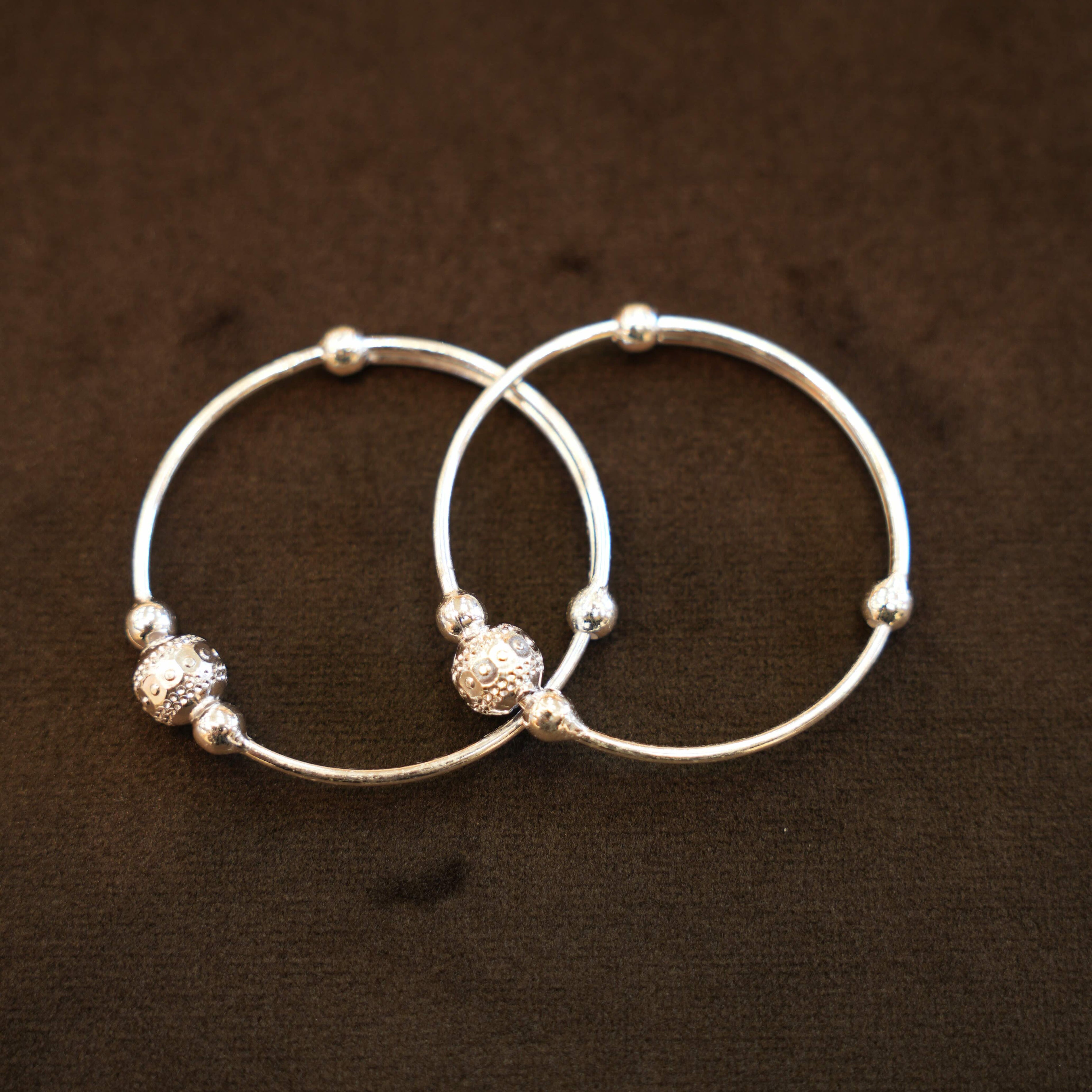 925 Silver Designer Radiant Bead Baby Bangles