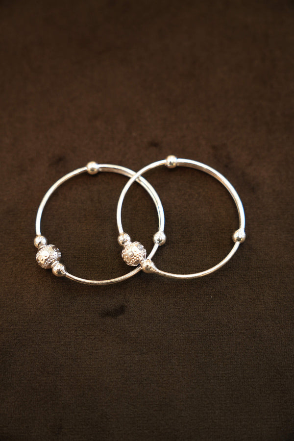 925 Silver Designer Radiant Bead Baby Bangles