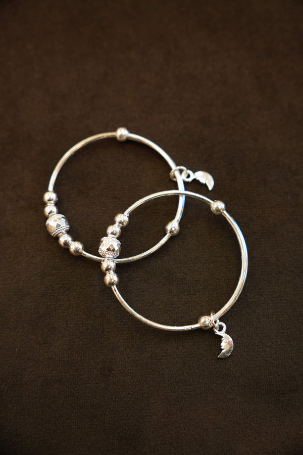 925 Silver Designer Moon Charm Baby Bangles