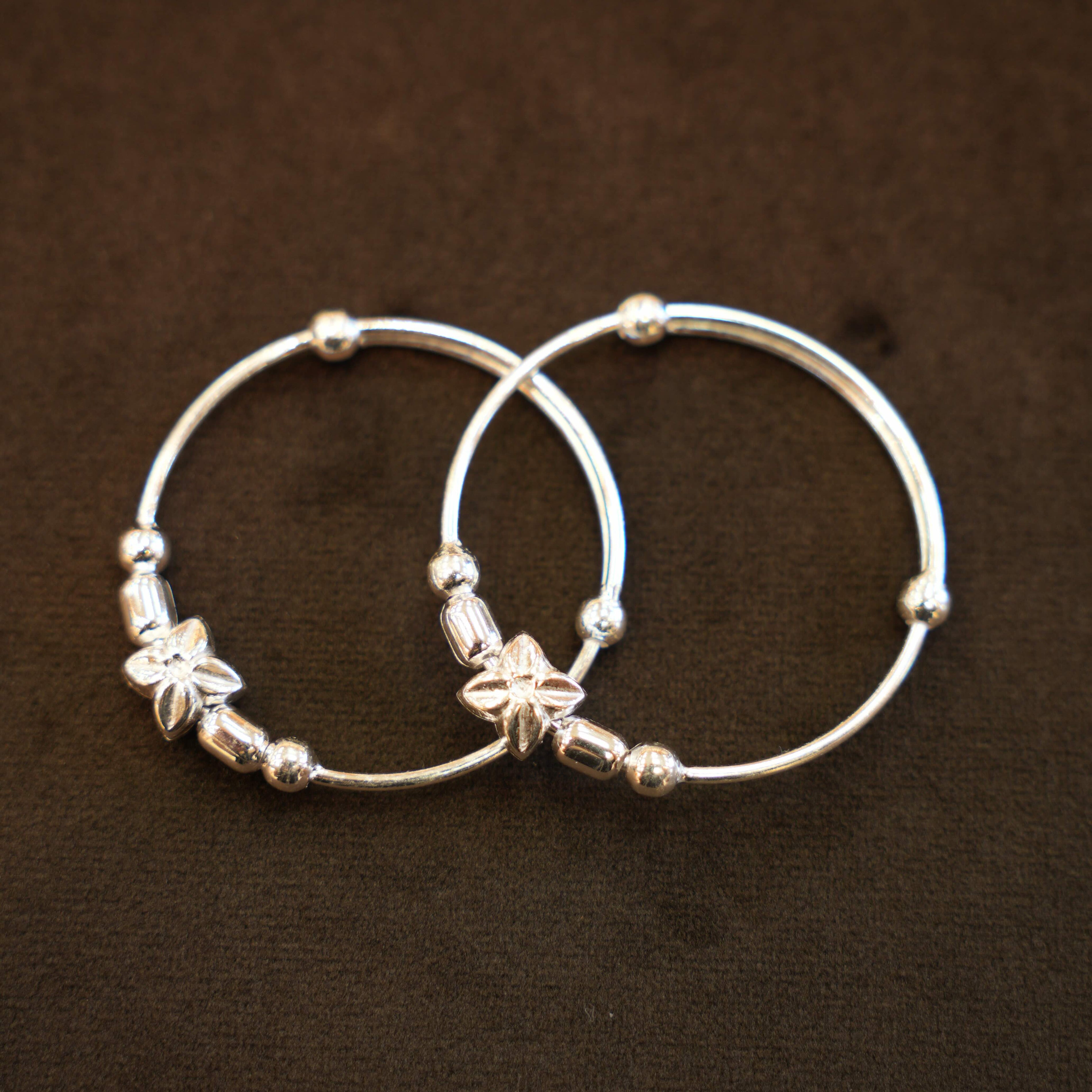 925 Silver Designer Clover Bead Baby Bangles