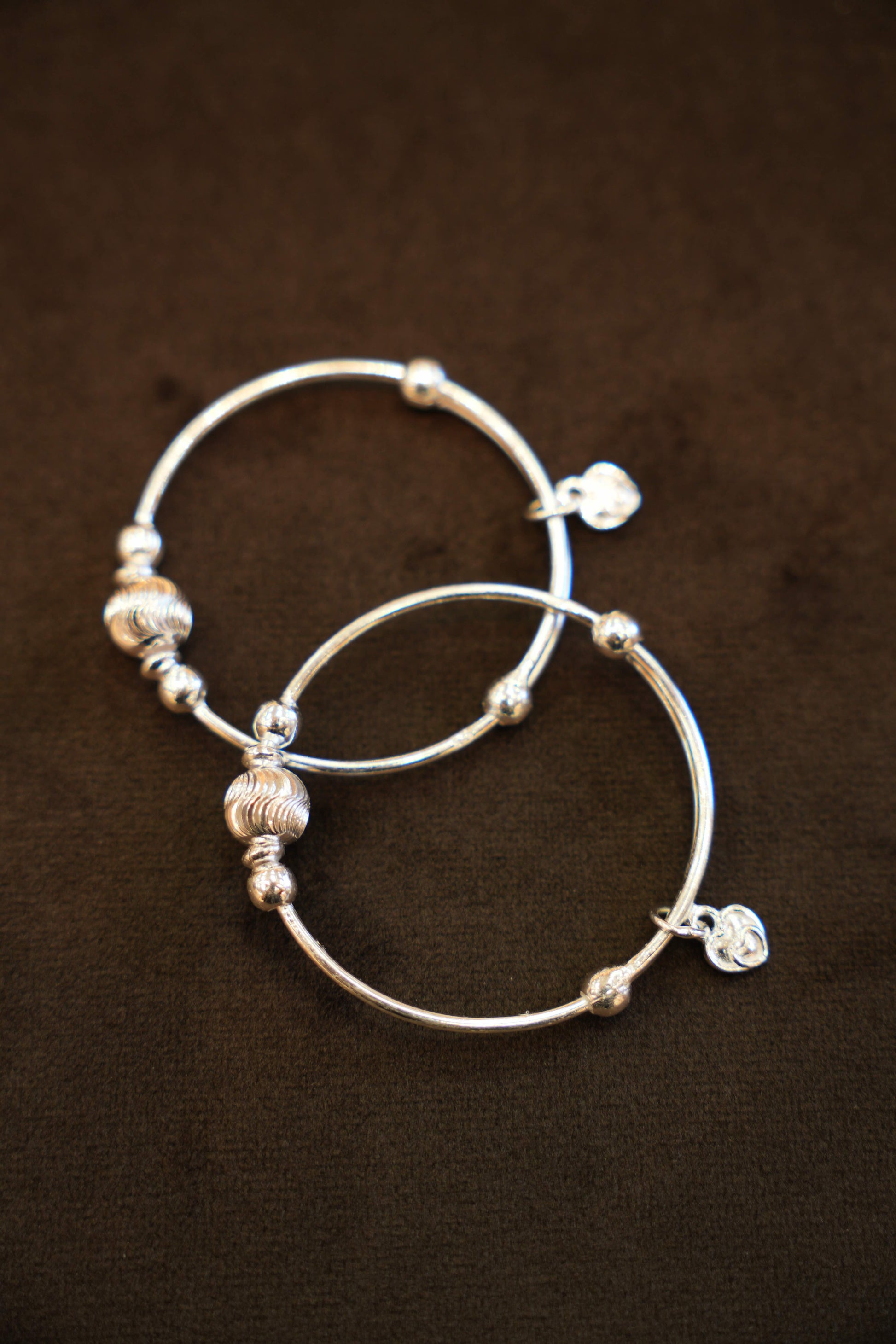 925 Silver Designer Heart Charm Bead Baby Bangles