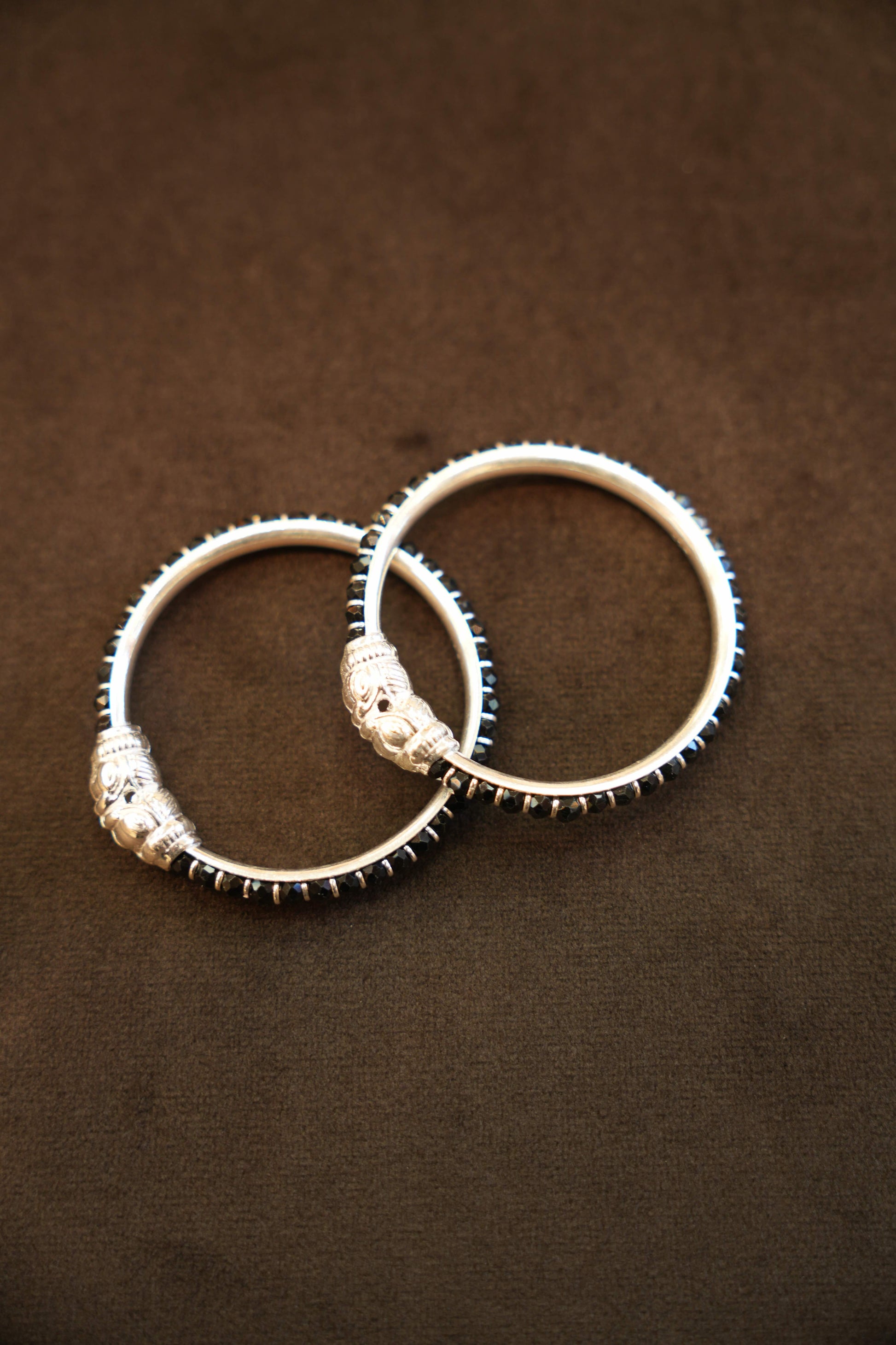 925 Silver Designer Black Bead Baby Bangles