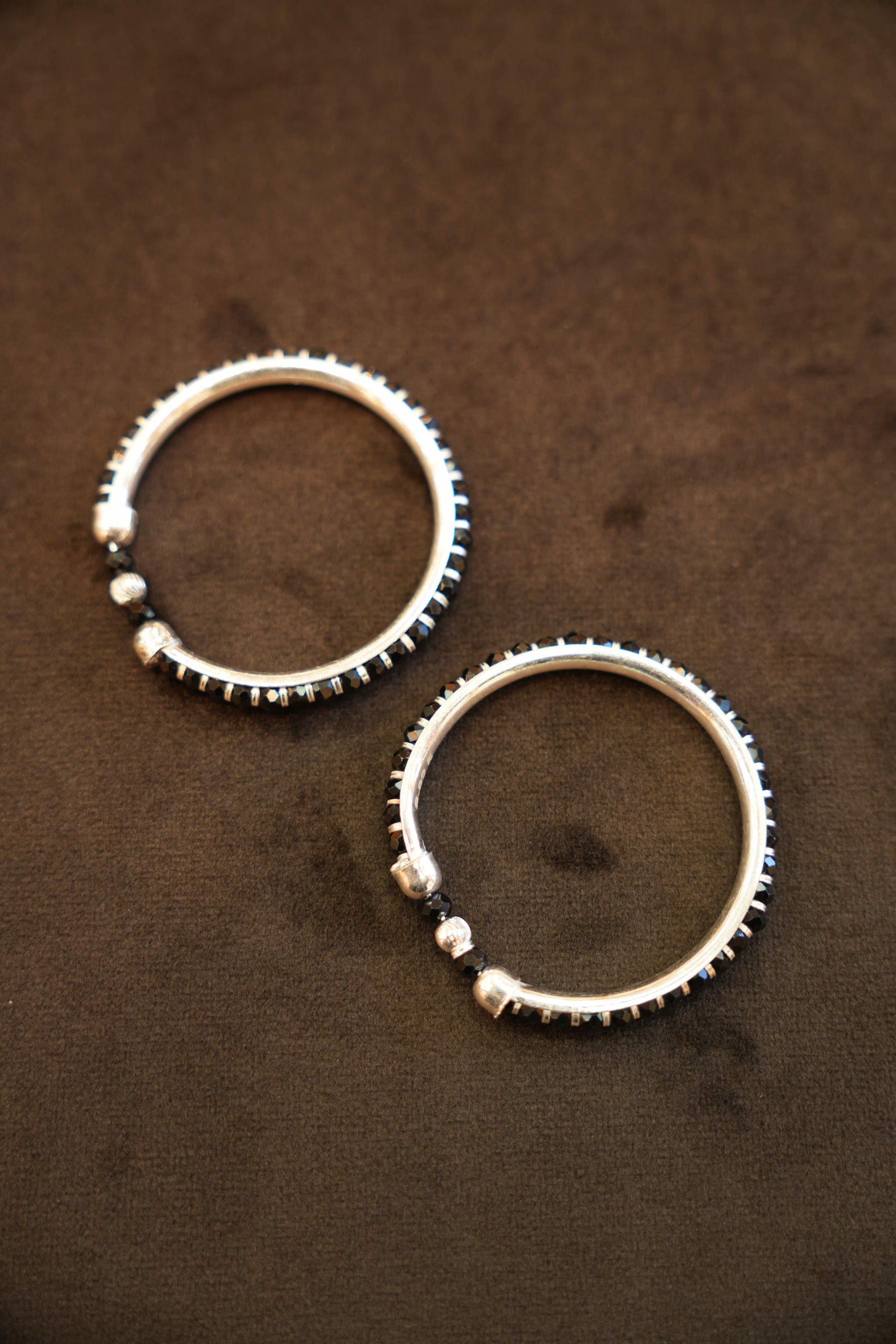 925 Silver Designer Black Beaded Baby Bangles