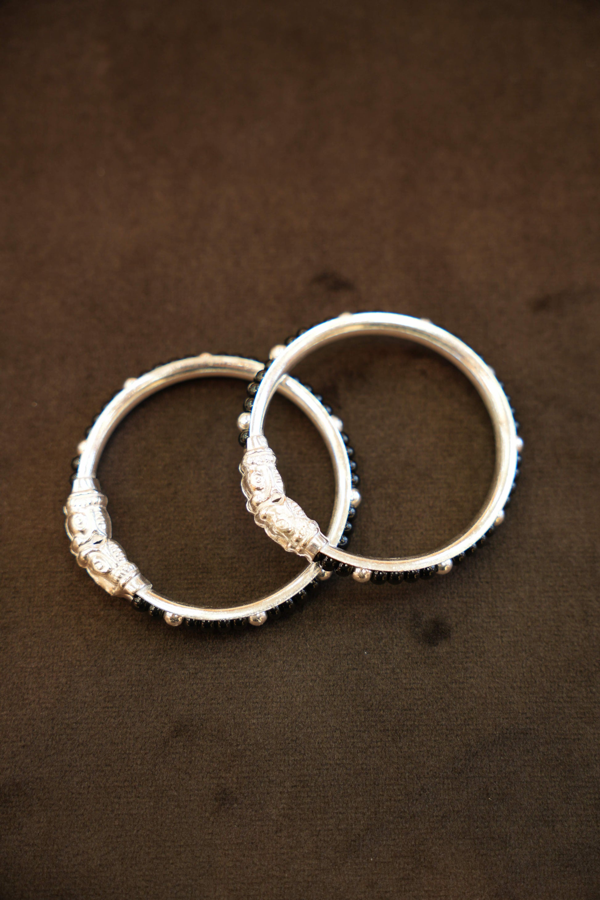 925 Silver Designer Black Ball Bead Baby Bangles