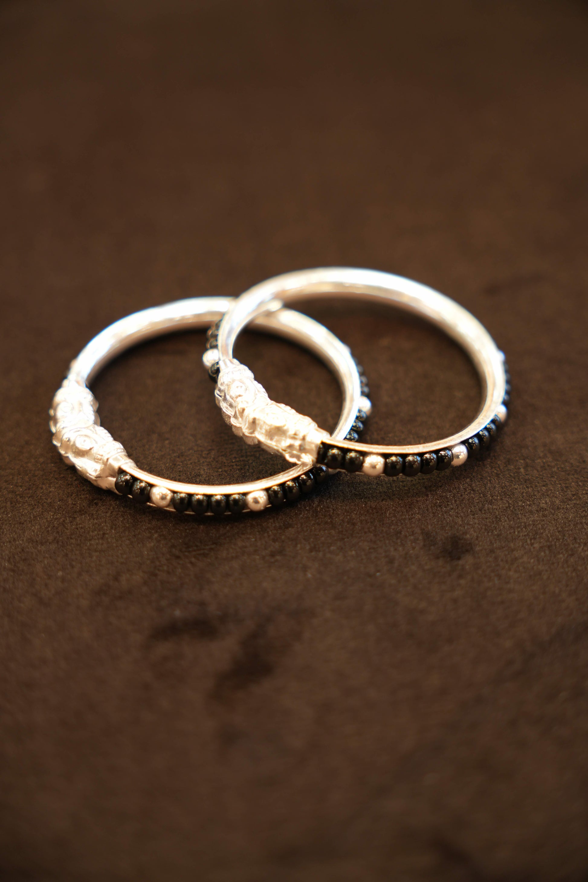 925 Silver Designer Black Ball Bead Baby Bangles