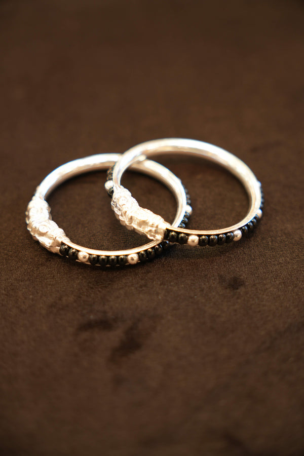 925 Silver Designer Black Ball Bead Baby Bangles
