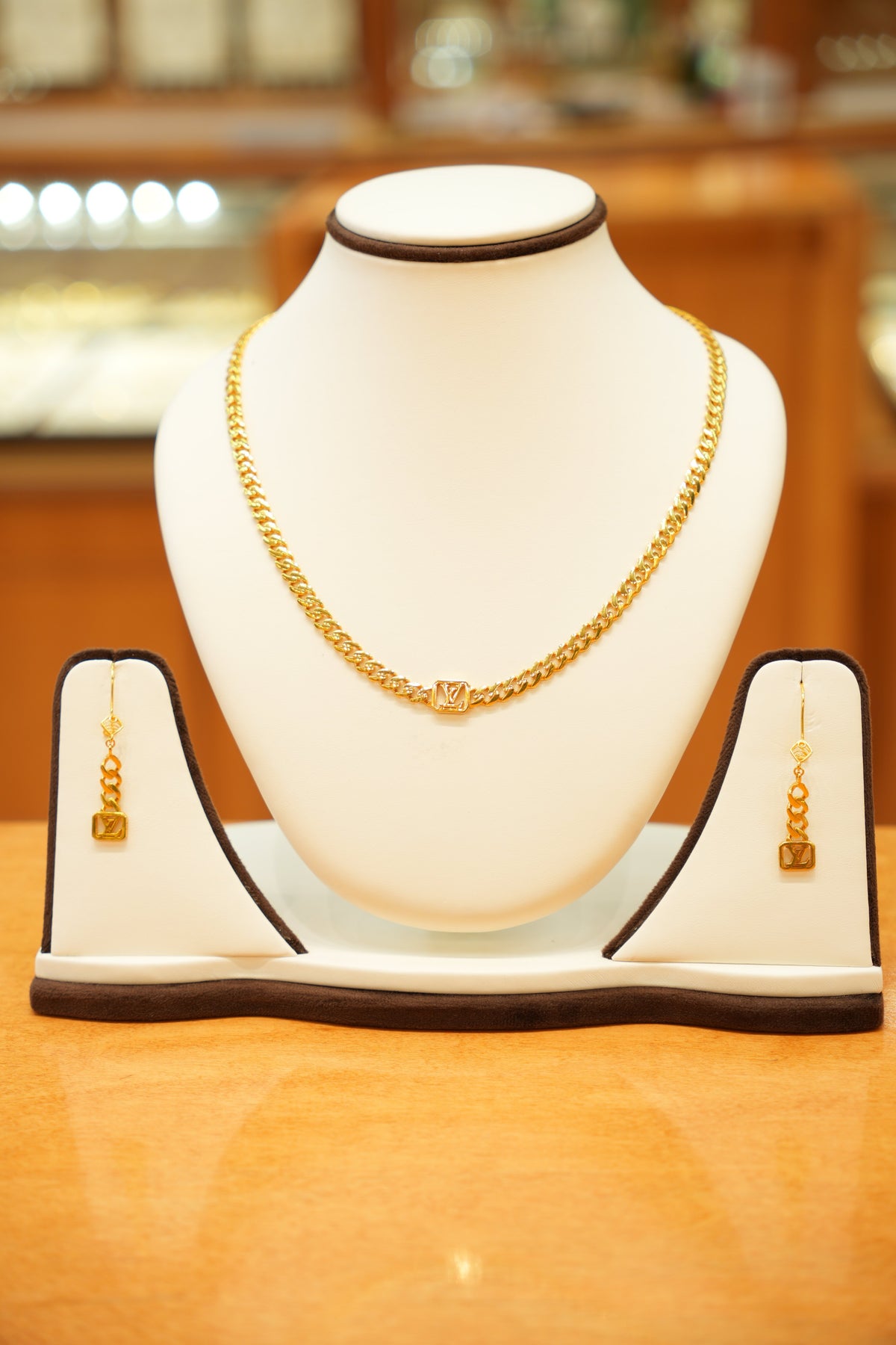 21K Gold Designer Link Necklace Set