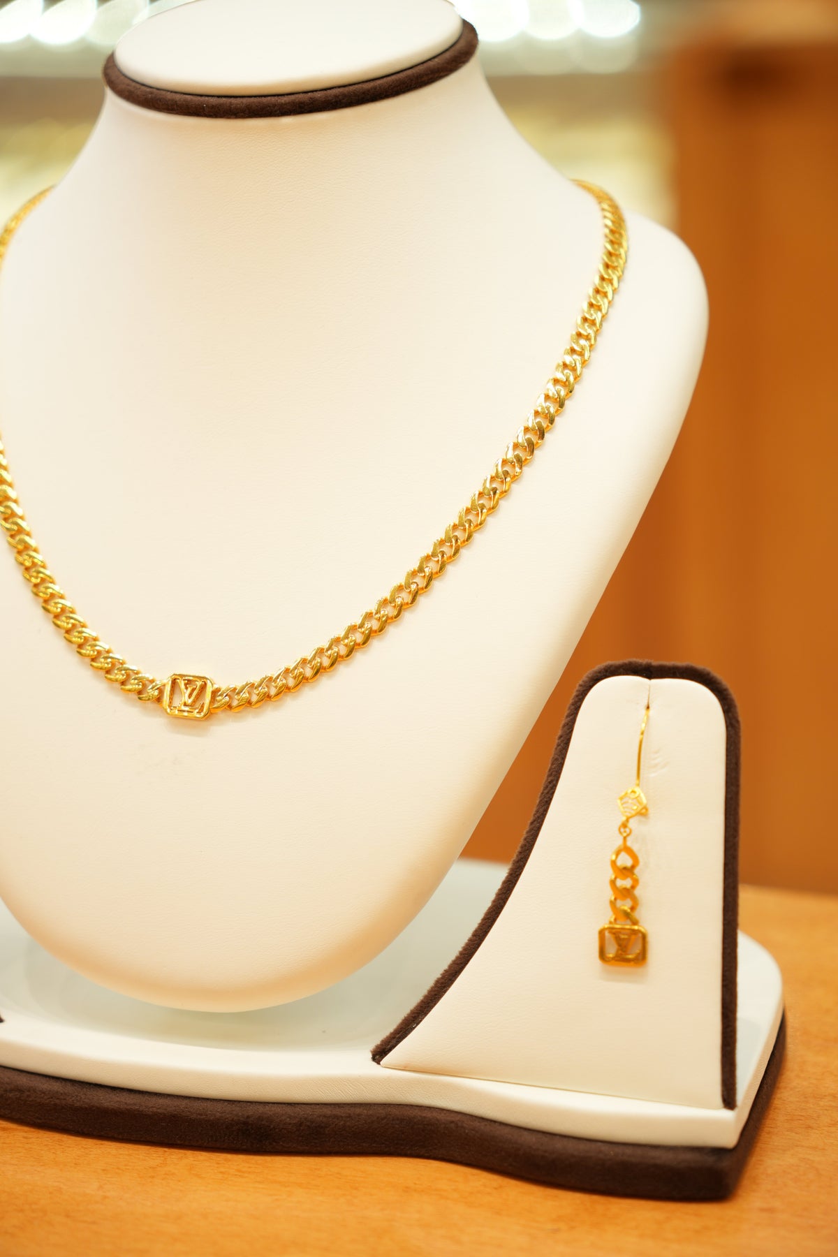 21K Gold Designer Link Necklace Set