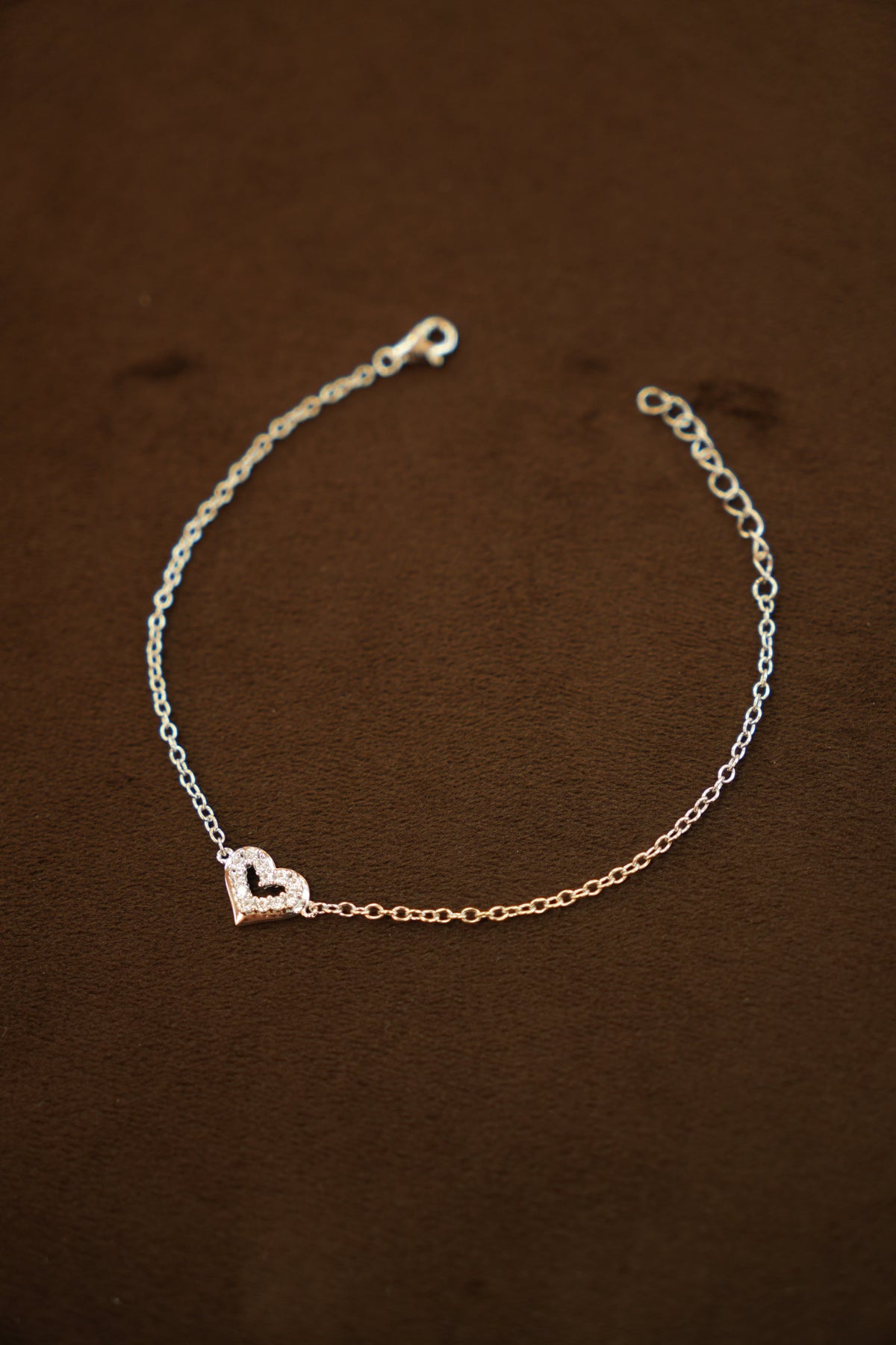 925 Silver Designer Ladies Heart Stone Bracelet