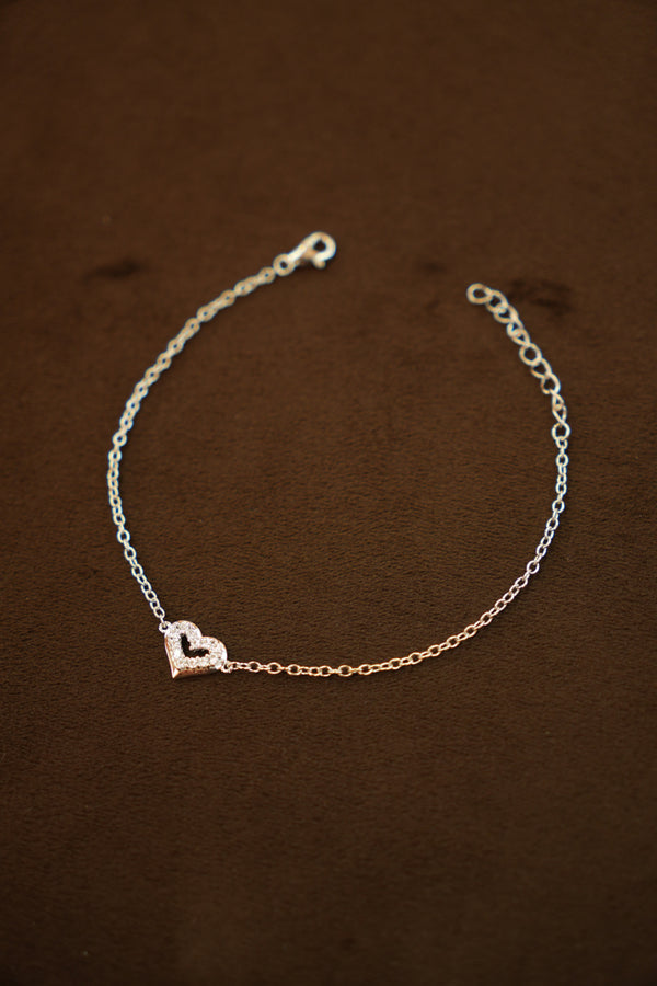 925 Silver Designer Ladies Heart Stone Bracelet