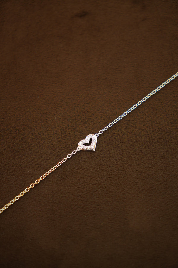 925 Silver Designer Ladies Heart Stone Bracelet