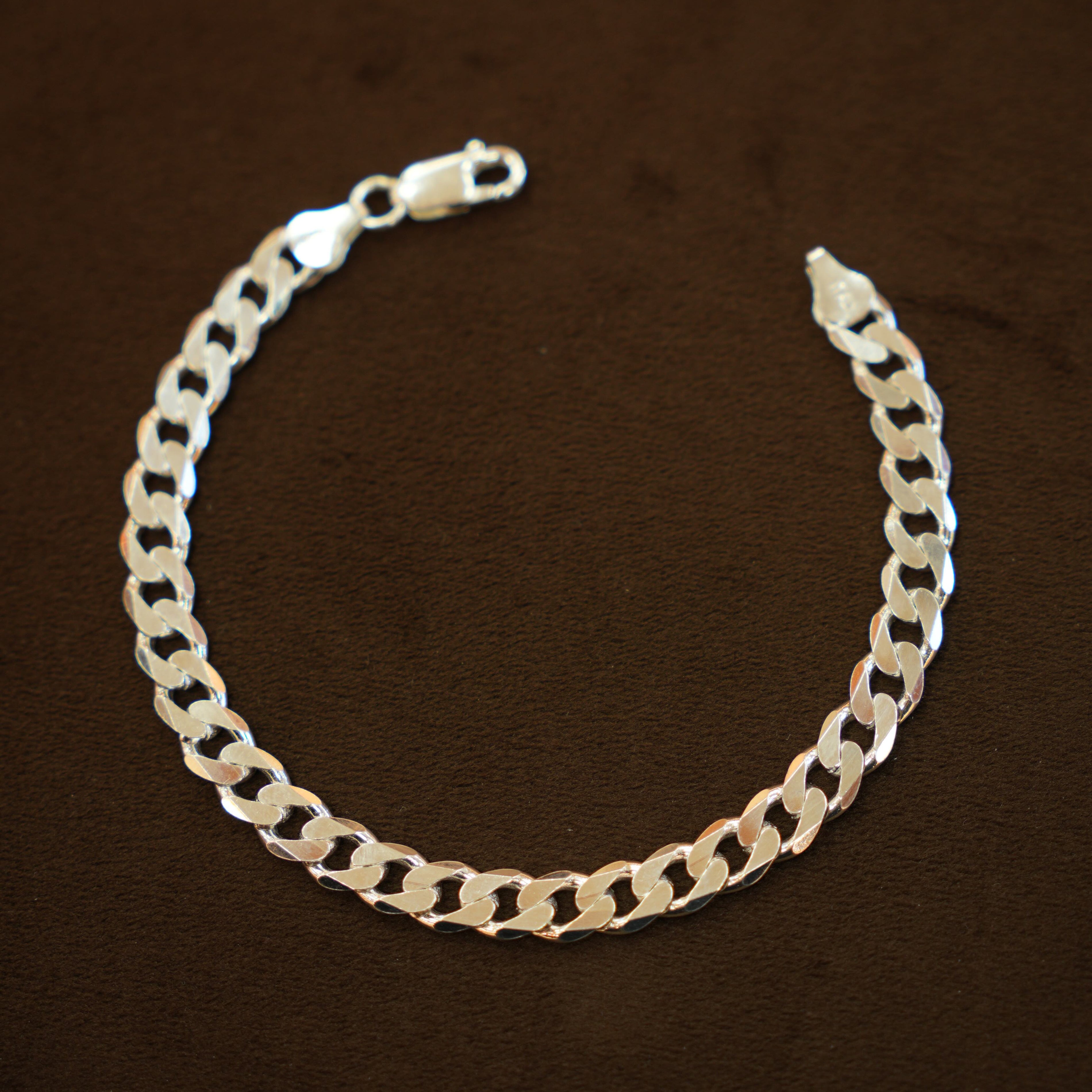 925 Silver Designer Men's Cuban Link Bracelet (7 mm)