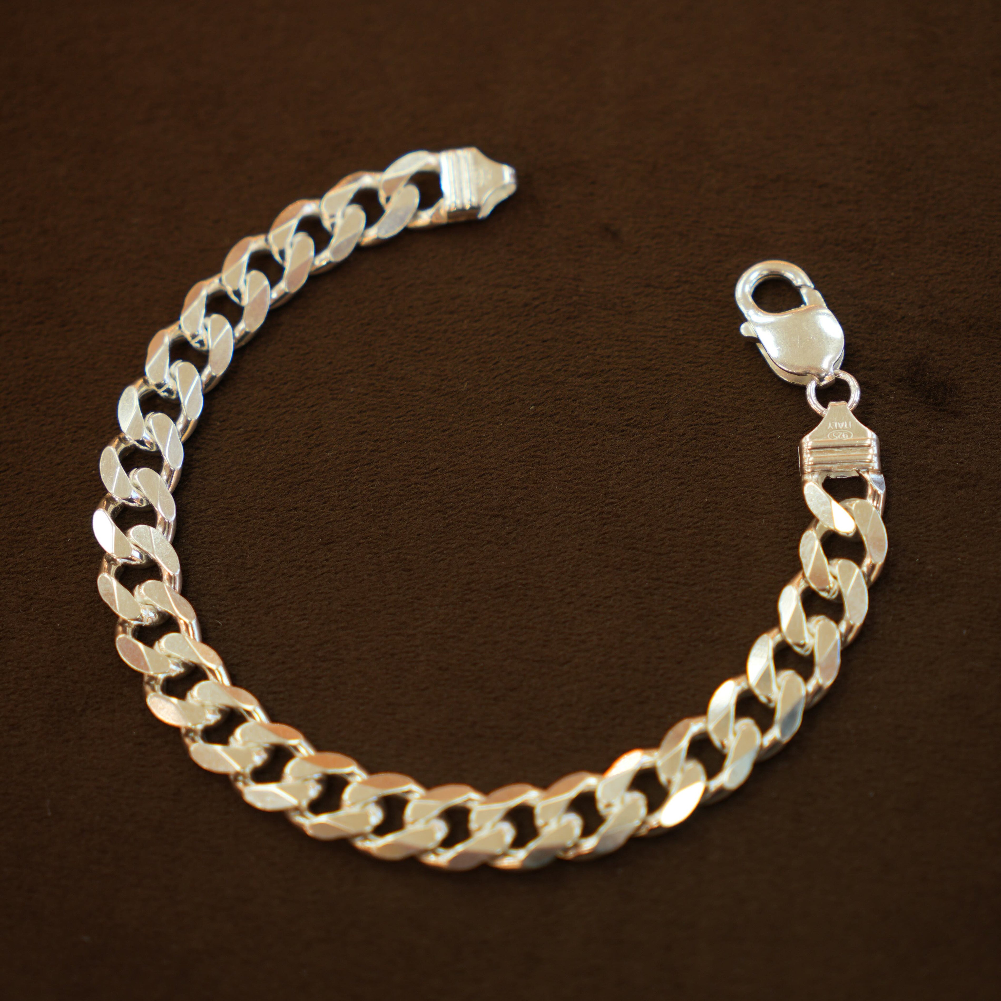 925 Silver Designer Men's Cuban Link Bracelet (9 mm)