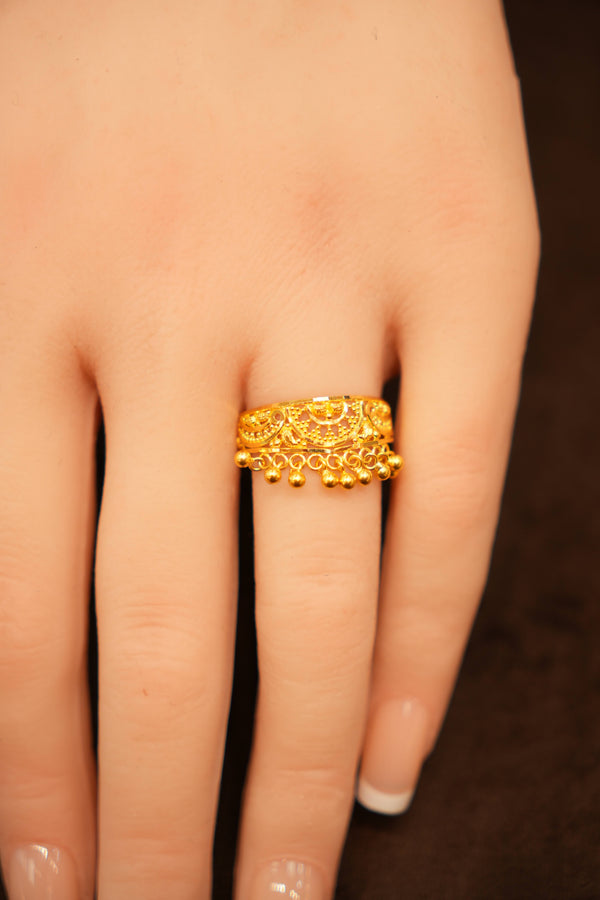 22K Gold Designer Dangling Bead Ladies Ring