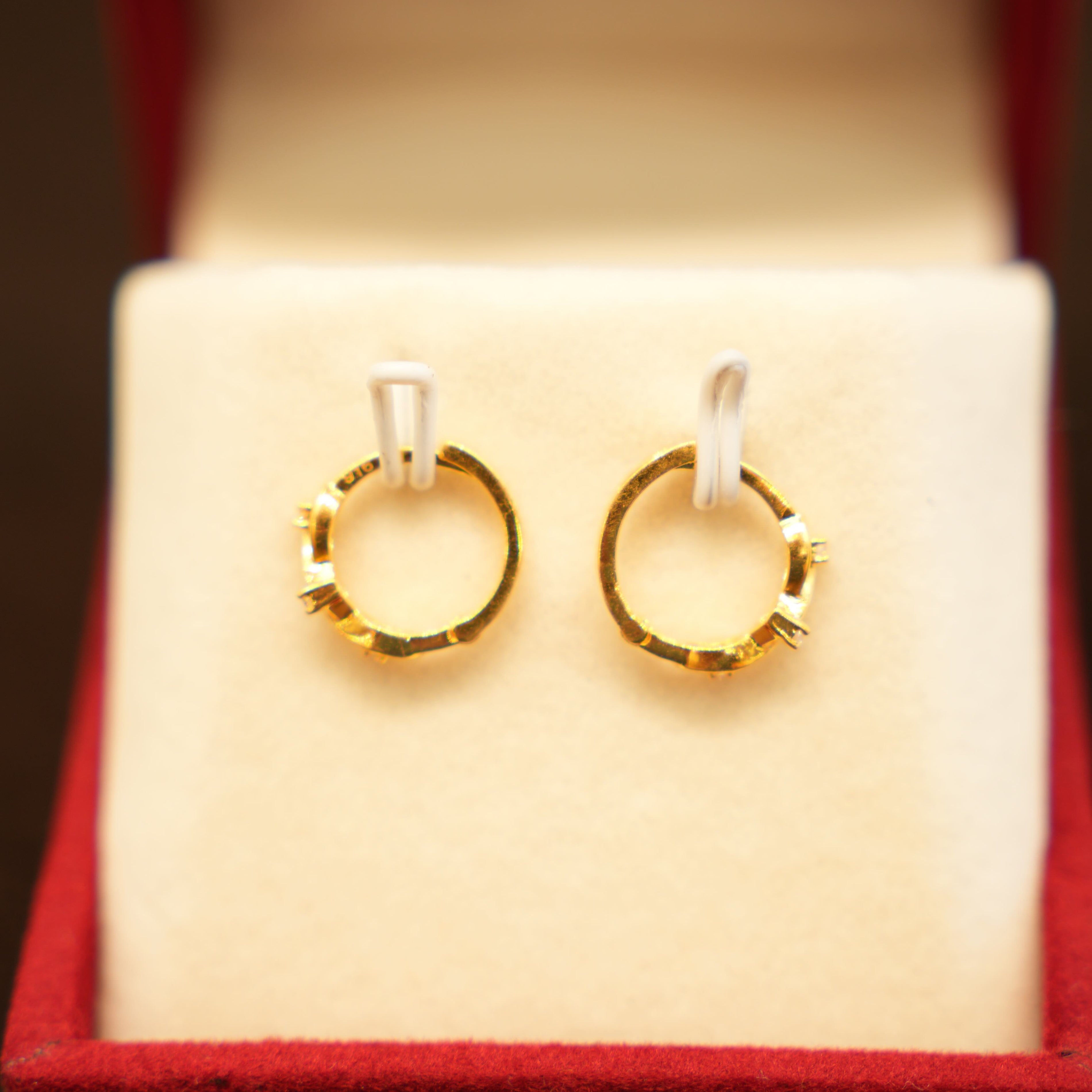 22K Gold Designer Floral Stone Hoop Earrings