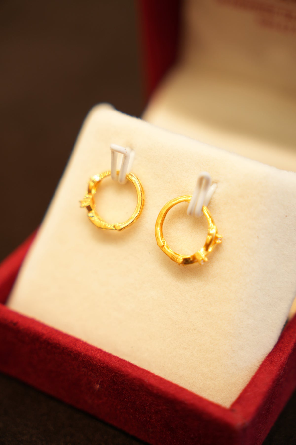 22K Gold Designer Floral Stone Hoop Earrings