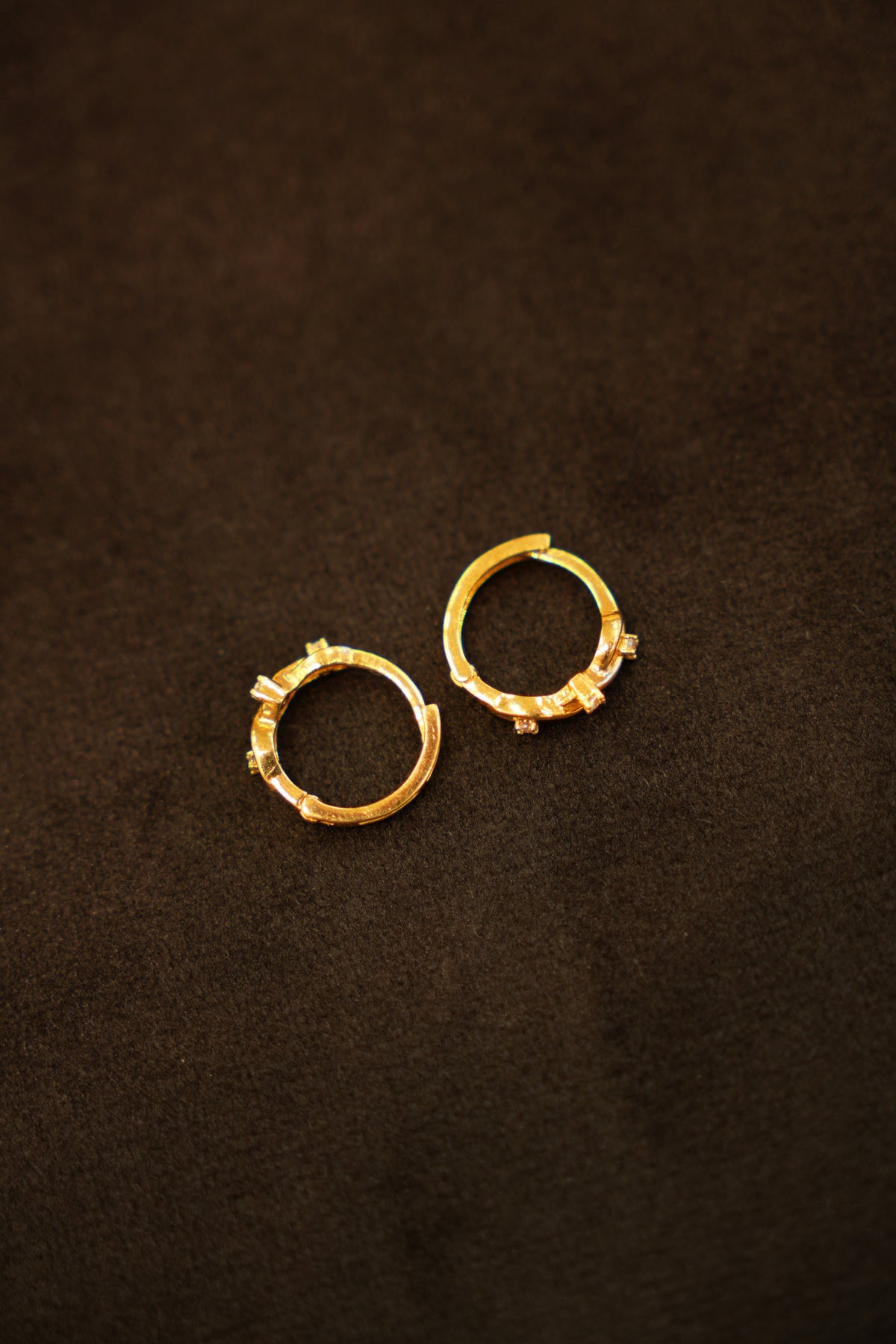 22K Gold Designer Floral Stone Hoop Earrings