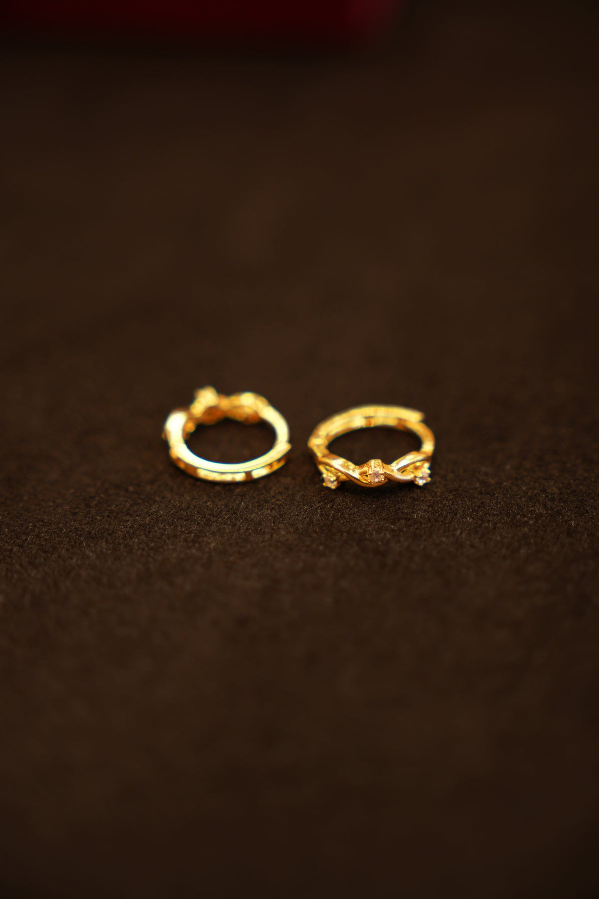22K Gold Designer Floral Stone Hoop Earrings