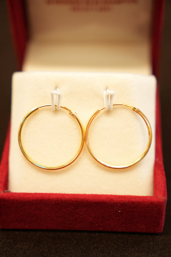 22K Gold Lightweight Designer Ladies Hoop Earrings