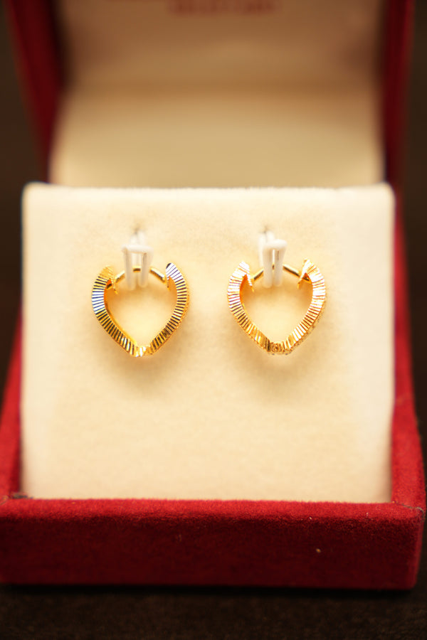 22K Gold Wide Heart Hoop Earrings