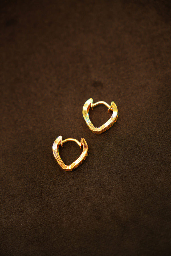 22K Gold Wide Heart Hoop Earrings
