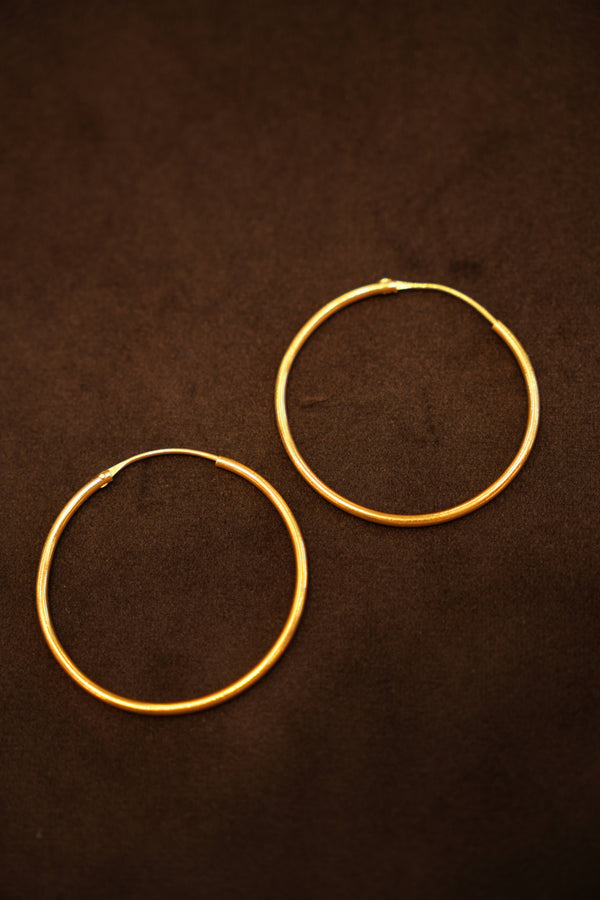 22K Plain Gold Round Hoop Earrings