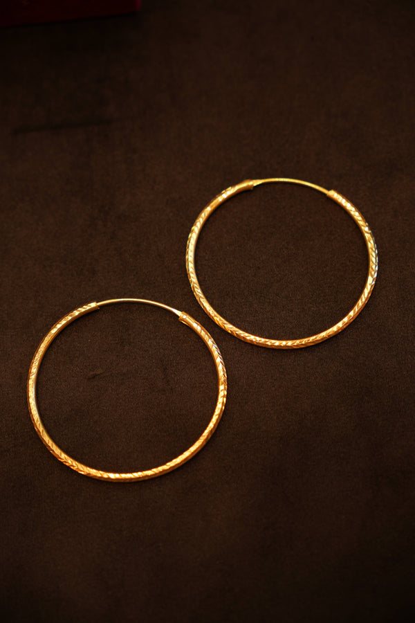 22K Gold Designer Fluted Hoop Earrings