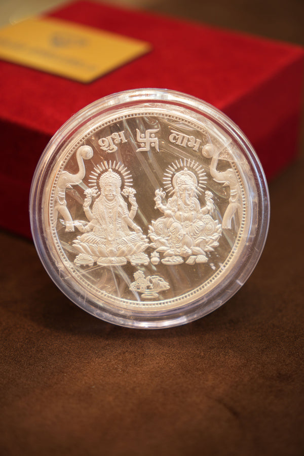999 Pure Silver Laxmi Ganesh Ji Coin (100 grams)