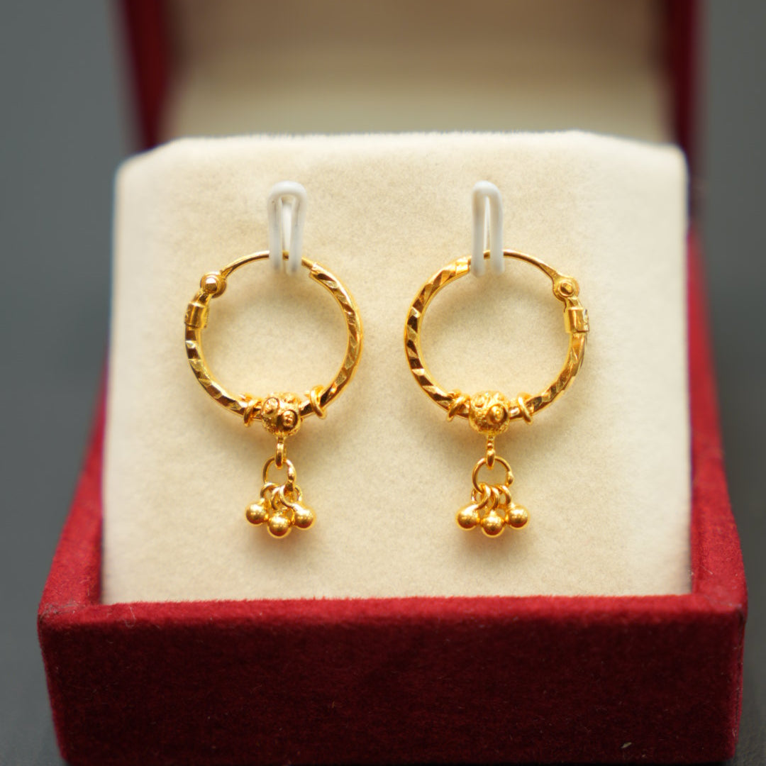 22K Gold Fancy Hoop Earrings
