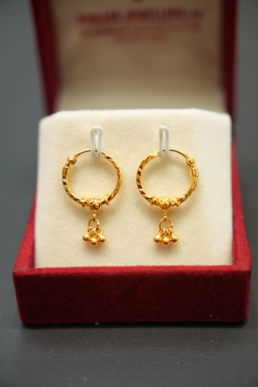 22K Gold Fancy Hoop Earrings