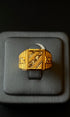 Modern gold ring with angular design