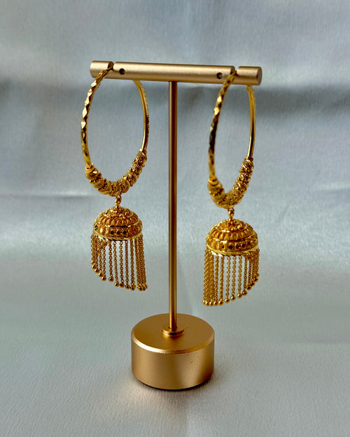 22Kt Plain Gold Hanging Earrings 