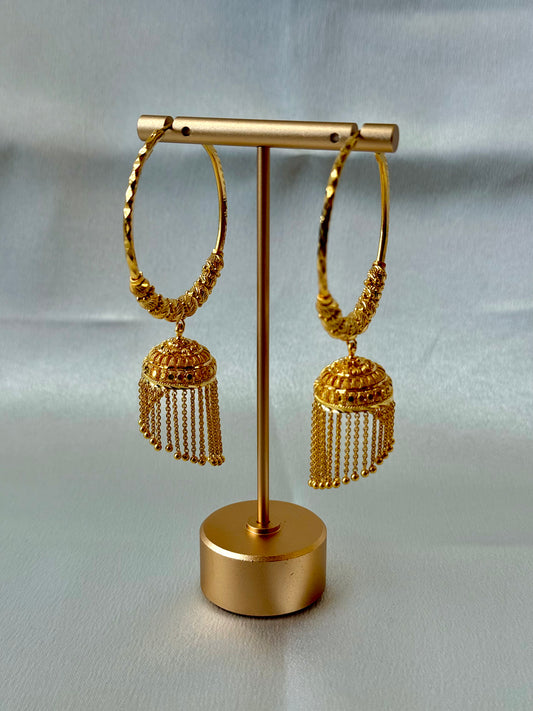 22Kt Plain Gold Hanging Earrings 