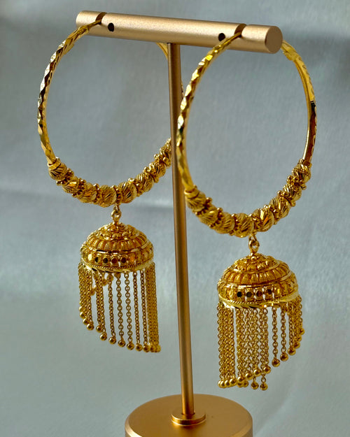 22Kt Plain Gold Hanging Earrings 