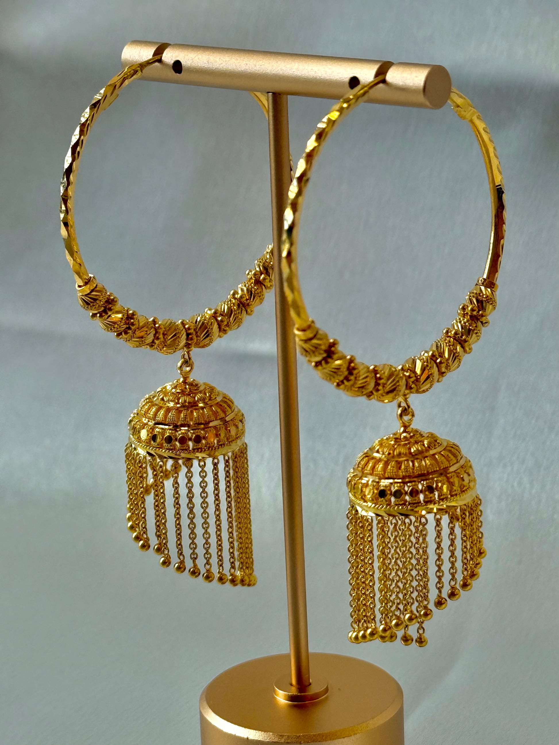 22Kt Plain Gold Hanging Earrings 