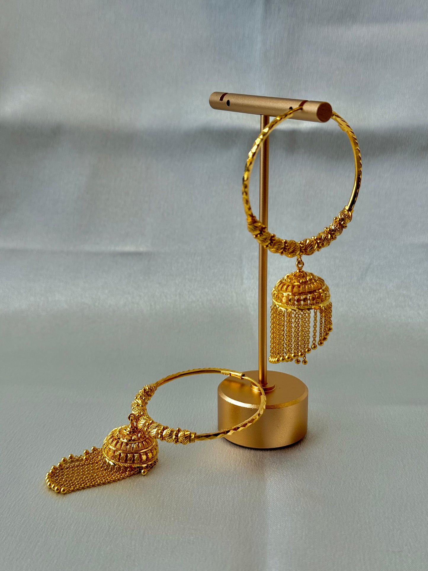 22Kt Plain Gold Hanging Earrings 